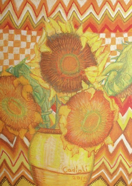 sunflower art in pastel