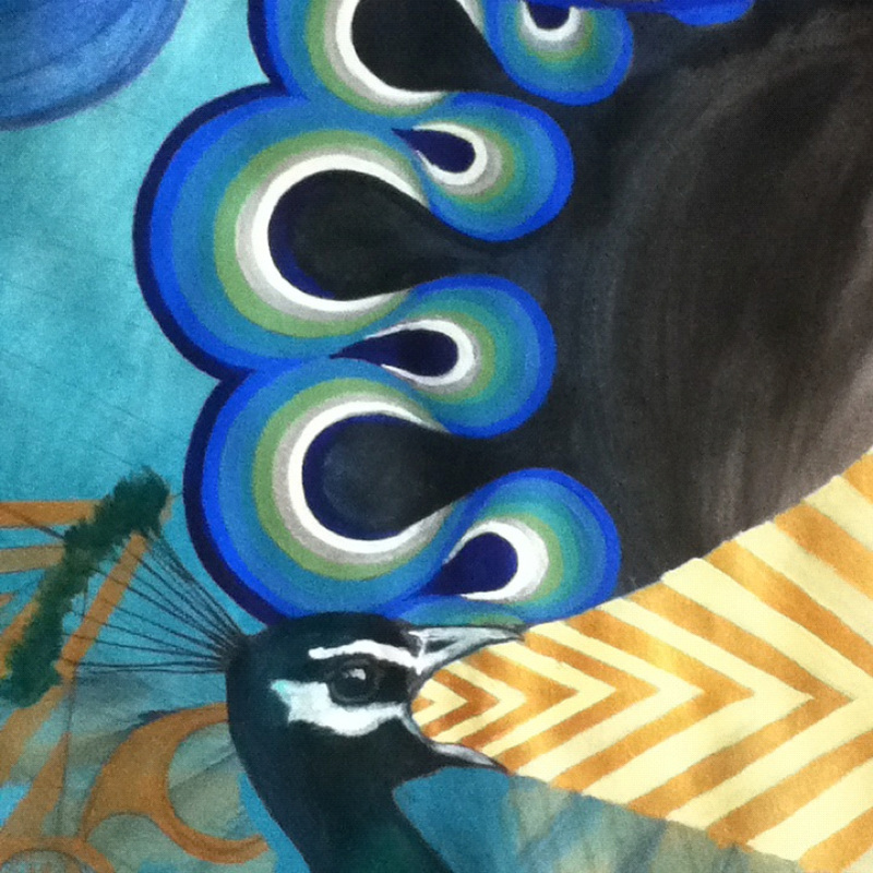 peacock painting detail