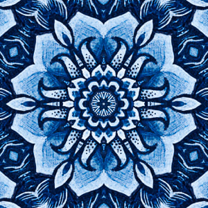 Hamptons style blue poppy floral fabric