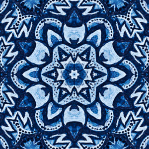 Aztec rose fabric blues