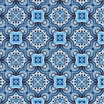 turkish tiles fabric in turquoise blue